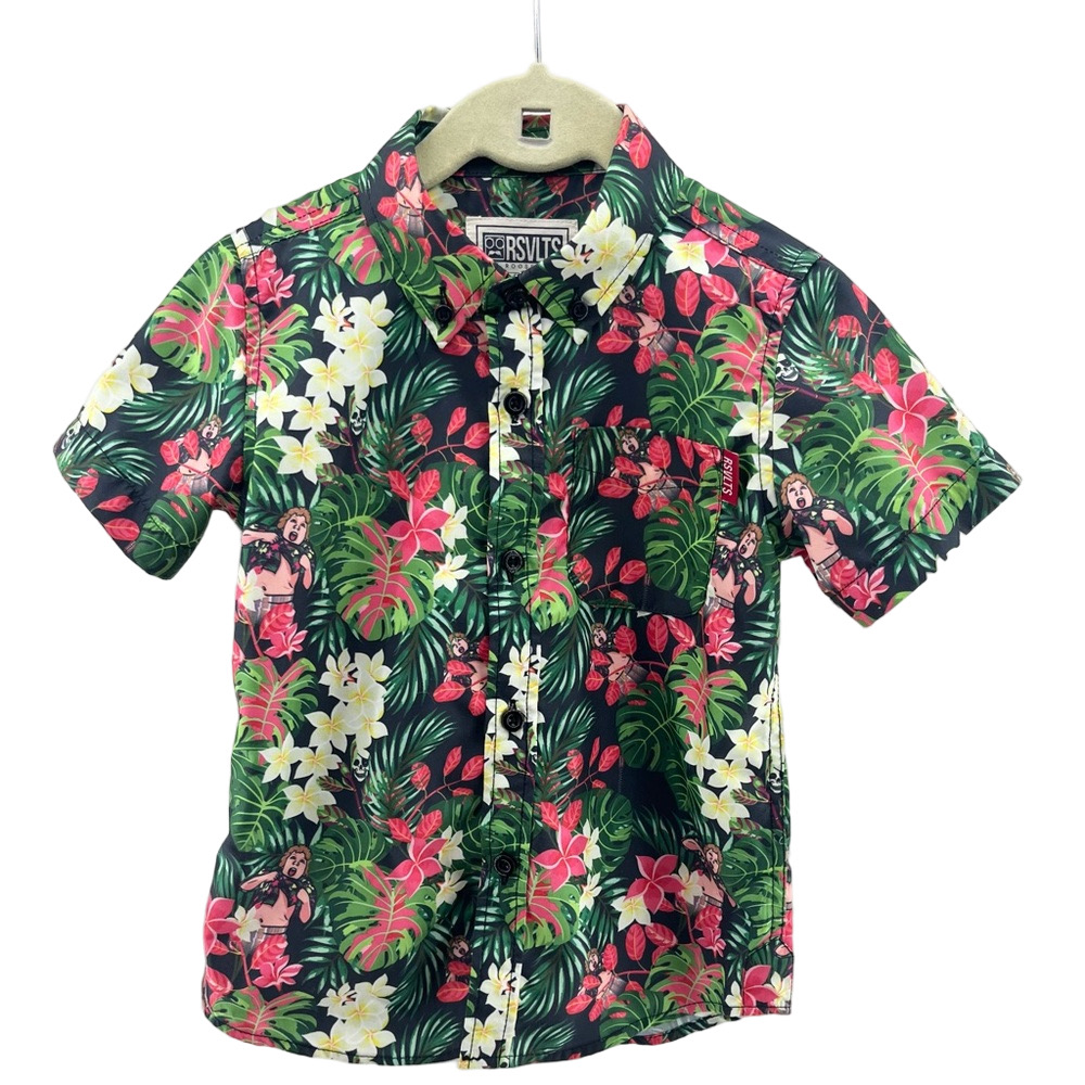 Child’s Size 3 Chunk The Goonies Tropical Floral Hawaiian Shirt by RSVLTS